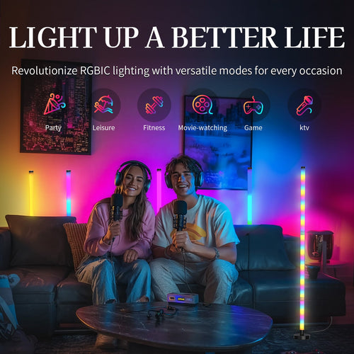Corner Floor Lamp, Smart RGB Corner Lamp with  Remote Control, Music Sync Standing Lamp with 16 Million DIY Colors, Modern LED Ambient Light for Bedroom, Living Room, Gaming Rooms